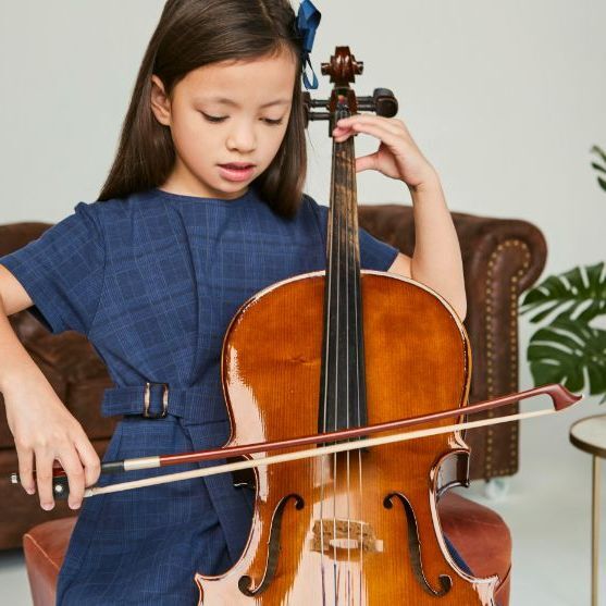 girl playing cello at Rogers School of Music